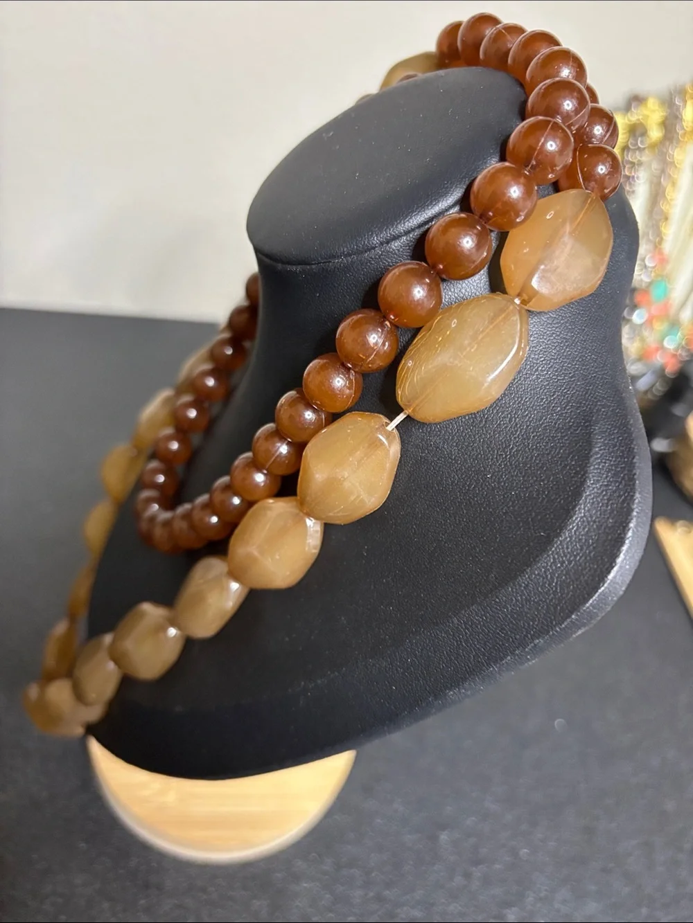 Chunky Acrylic Brown Bead Long Necklace - Women Jewelry